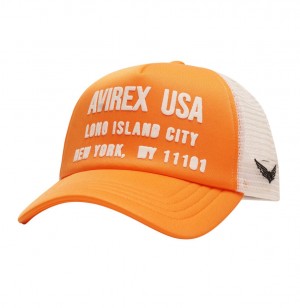 Chapeaux Avirex Aviator Trucker Hat Homme Orange | FMAYW-7260