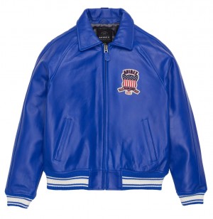 Leather Avirex Icon Jacket Homme Bleu Foncé | MSTCA-4938