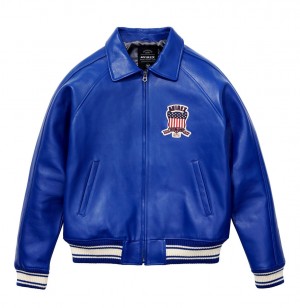 Leather Avirex Icon Jacket Homme Bleu | NUBQX-1024