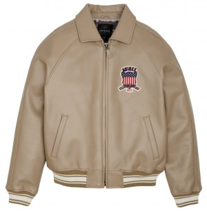 Leather Avirex Icon Jacket Homme Mink | UERMI-9342