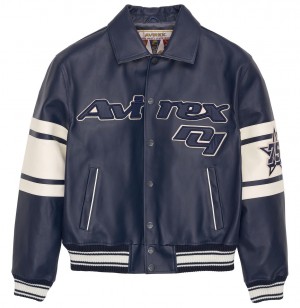 Leather Avirex Limited Edition City Series Bronx Jacket Homme Bleu | SOTXJ-2536