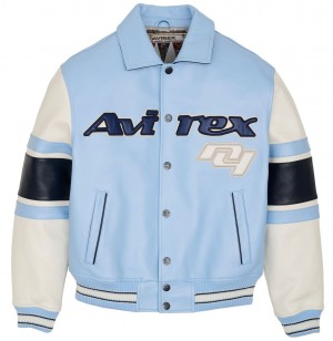 Leather Avirex The Legend Jacket Homme Rouge Bleu | DEQSW-5073