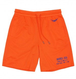 Short Avirex Aviator Mesh Short Homme Orange | DYXEP-0659