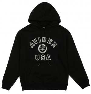 Sweat a Capuche Avirex Stadium Hoodie Homme Noir | GRIJZ-9051