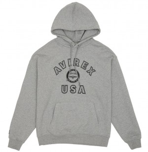 Sweat a Capuche Avirex Stadium Hoodie Homme Grise | SJIRL-7360