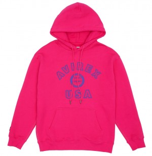 Sweat a Capuche Avirex Stadium Hoodie Homme Fushia | ELGNQ-2456