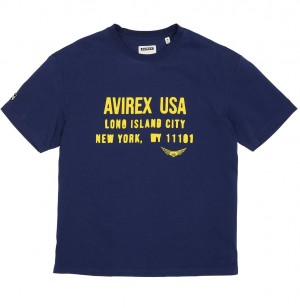 Tees Avirex Aviator Tee Homme Bleu | UYFXT-1473