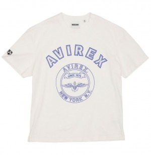Tees Avirex Stadium Tee Homme Blanche | SYRMC-1290