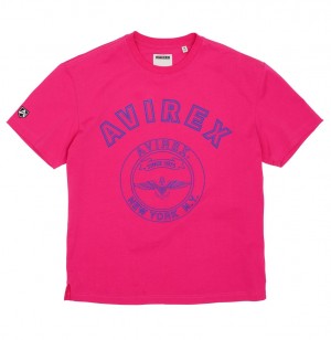 Tees Avirex Stadium Tee Homme Fushia | EVZXY-0297