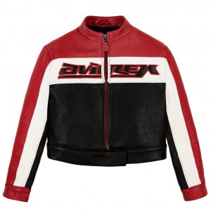 Veste Avirex Cropped Colorblock Moto Jacket Femme Multicolore | FRJIH-6952