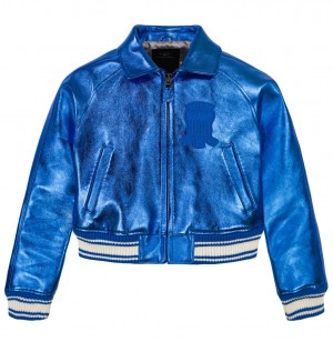 Veste Avirex Limited Edition Cropped Metallic Icon Jacket Femme Bleu | NUEWV-6123