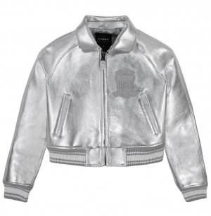 Veste Avirex Limited Edition Cropped Metallic Icon Jacket Femme Argent | GMUQK-4150